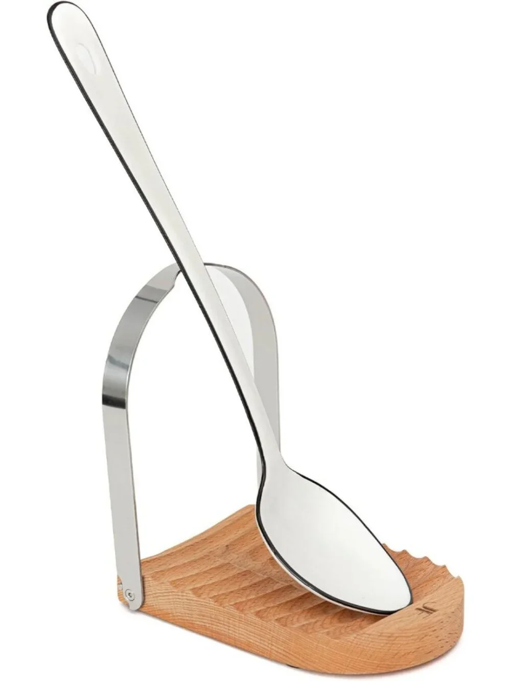 Versatile Spoon Rest & Pot Holder - Wood & Stainless Steel, Foldable Stand for